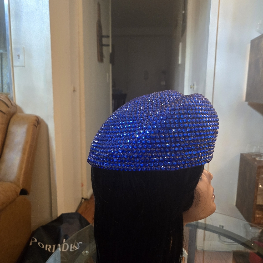 Blue Rhinestone Beret - Picture 5 of 6